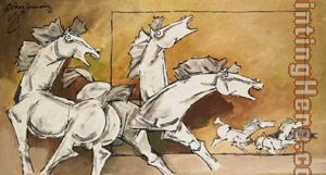 mf hussain horse painting - 2011 mf hussain horse art painting
